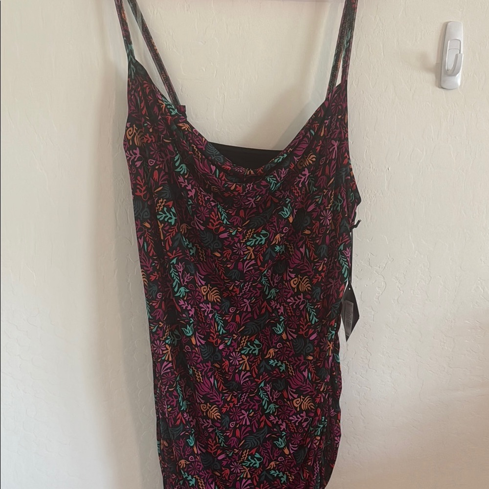 Ava & Viv Black Print Colorful Mesh Maxi Dress